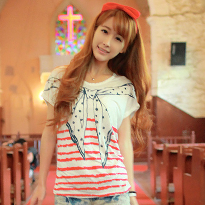 甜美海军风假蝴蝶结...