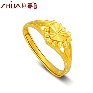  世嘉珠宝 黄金戒指 999千足金桃心女戒 璀璨之心 正品 礼物热卖款