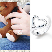 Plata de ley 925 anillo de Tiffany apertura del anillo de corazones / abrir el corazón en forma de anillo