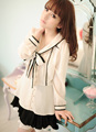特●IM SHOP●优雅蝴蝶结系带装饰 精致滚边雪纺长袖衬衫12571