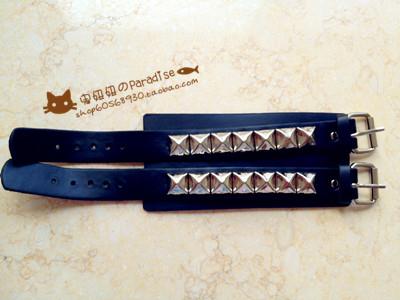 日韩潮品乐队演出嘻哈街舞必备宽版牛皮双排铆钉手带护腕朋克手环