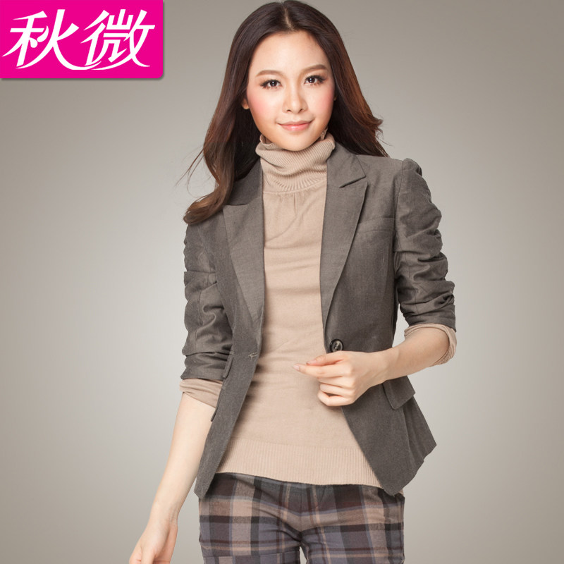 女装2012新款春装韩版OL修身小西服皱袖<span class=H>休闲</span><span class=H>女士</span>小西装短<span class=H>外套</span>W004