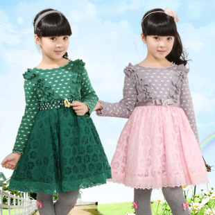  阳光娃娃秀秋韩版中大女童装儿童针织全棉毛衣长袖公主连衣裙