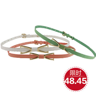  女士腰带真皮蝴蝶结皮带女韩版女士细皮带精致装饰甜美白色7501