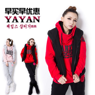  包邮秋冬装新款带帽韩版女潮休闲套装卫衣三件套加厚大码女装