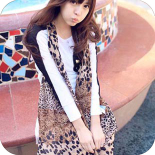 性感豹纹雪纺纱织围巾...