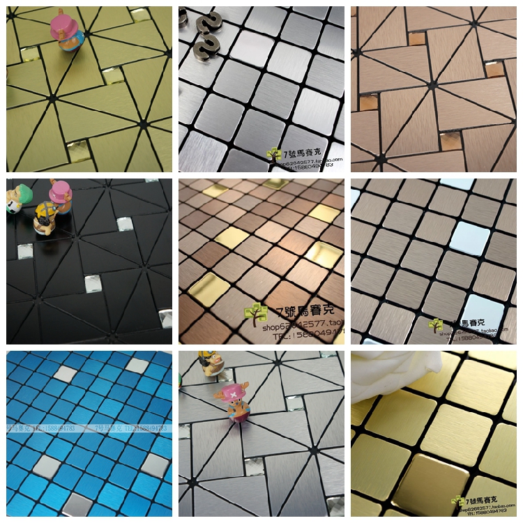 Metal Aluminum plate Mosaic Tiles Self-adhesive stickers wire drawing Glass mosaic TV backdrop Wall stickersin the Decoration main material , Ceramic tile , Mosaics category - from Buy2taobao.com to provide professional Taobao agent buy service