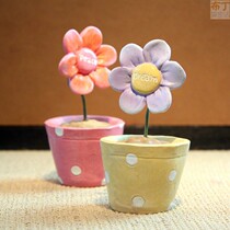 小花朵可爱小摆件办公桌摆件时尚 创意田园家居饰品新房摆设礼物