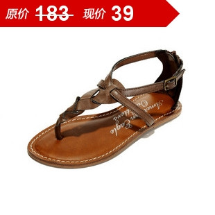 外贸原单正品清仓凉鞋女罗马凉鞋平底平跟夹趾脚牛筋底大码鞋
