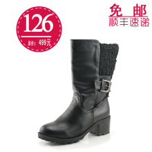 Dusto大东 2011冬季新款 皮带扣 长绒装饰 中筒靴 骑士靴