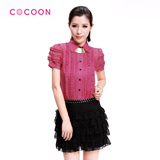 COCOON2012新品甜美透视木耳边衬衫上衣两件套212106002原价1298