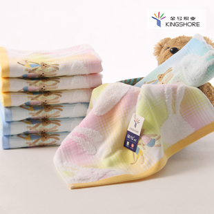  金号 纯棉毛巾 无捻绣花 双层布艺 卡通兔 柔软吸水 情侣 新品