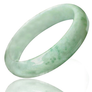  飞来石/A货翡翠手镯浅绿色白色特大号翡翠玉镯子带证书多款包邮