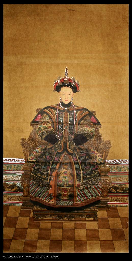 仿古家居装饰画 三尺仿古工笔人物皇后像 大清皇后画像m161