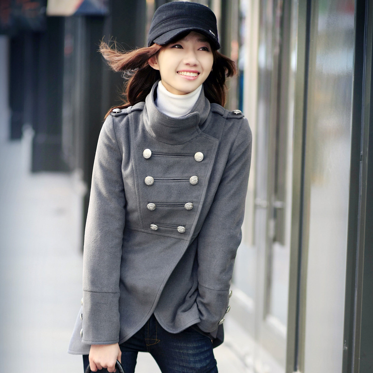 Winter Made The New Korean Version If The 2010 England Winter Woolen Coat Doublebreasted Wool Coat Slim Women