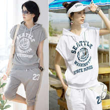 淘金币 2012夏季新款韩版运动套装女韩版休闲大码短袖T恤七分裤休