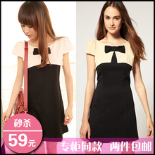 【超优汇】2012夏装<span class=H>hm</span>同款连衣裙复古露背蝴蝶结小礼服修身夏季