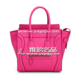 C琳 Luggage 笑脸包 小荔枝纹 荧光粉原版皮 Micro 26CM 银色LOGO