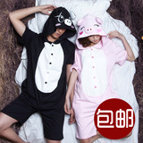 特价 CC爱情公寓夏季情侣棉短袖熊猫猪卡通连体睡衣家居服男女士