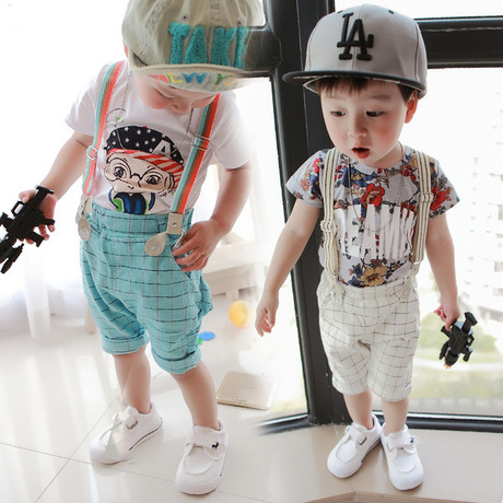 童装夏新款2014 韩版宝宝<em>儿童背带裤短裤</em> 男童