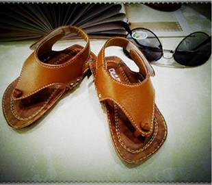  新款 孩子 男童凉鞋 真牛皮 夹趾脚儿童鞋宝宝婴儿凉鞋夏款潮