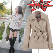 Star★特小怡2011秋新款女装 英伦双排扣修身短款风衣送腰带★^@^
