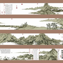 包邮免费画格天绣宫丝线十字绣富春山居图白/亚麻布黄公望剩山图