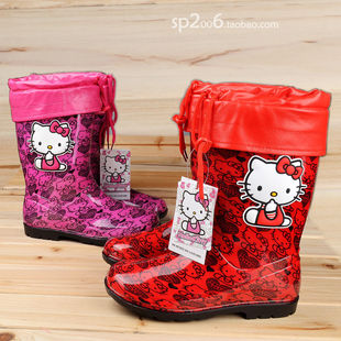  冬季新品 专柜正品HELLO KITTY儿童雨靴雨鞋保暖棉套中大童胶鞋女