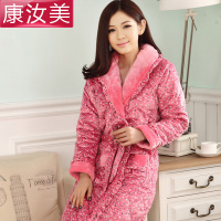 季新款男女情侣套装格子加厚珊瑚绒<em>夹棉睡衣</em>睡