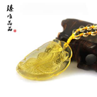  臻唯开光强招财 极品3A级天然黄水晶 貔貅 吊坠 项链 男 复古项链