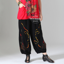 中老年服装 妈妈绣花提花棉休闲九分裤 红火家人夏装正品22K8182