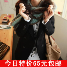 春秋装新款2012 韩版修身小西装女装中长款黑色休闲西服小外套