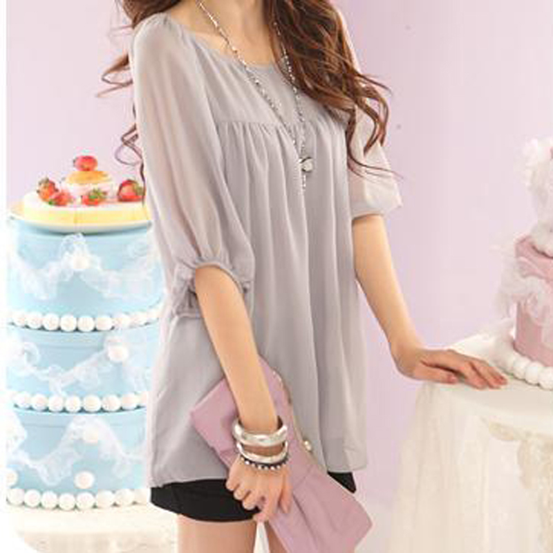 纯色泡泡袖灯笼袖加...