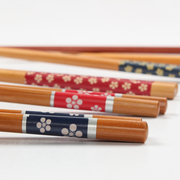 日式和风筷子 天然原竹木筷 樱花环保竹木制便携筷 耐用不掉色
