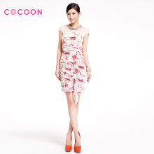 COCOON可可尼2012新品荷叶边甜美印花抹胸连衣裙212102017