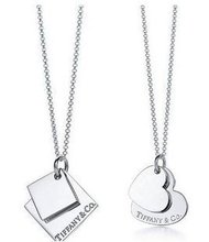 Auténtica plata de ley 925 del corazón de Tiffany Collar parejas joyería, un par de parejas enviado de embalaje