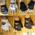黑色 乳白色 皮手套非主流手套朋克手套半指手套露指手套男
