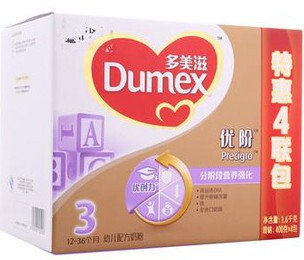  Dumex 多美滋金装优阶3段幼儿配方奶粉 1600克 四联包