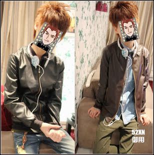  春装英伦风男装韩版休闲外套林弯弯PU陈冠希潮牌男士机车皮衣