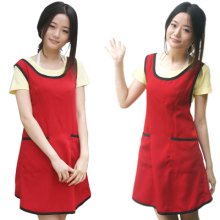 韩版家居围裙 酒店咖啡厅工作服围裙7917704W女款暗红色