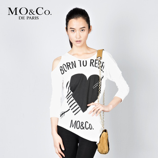 MO&amp;Co. 2012春夏女装 M111TST59 露肩斜裁七分袖T恤