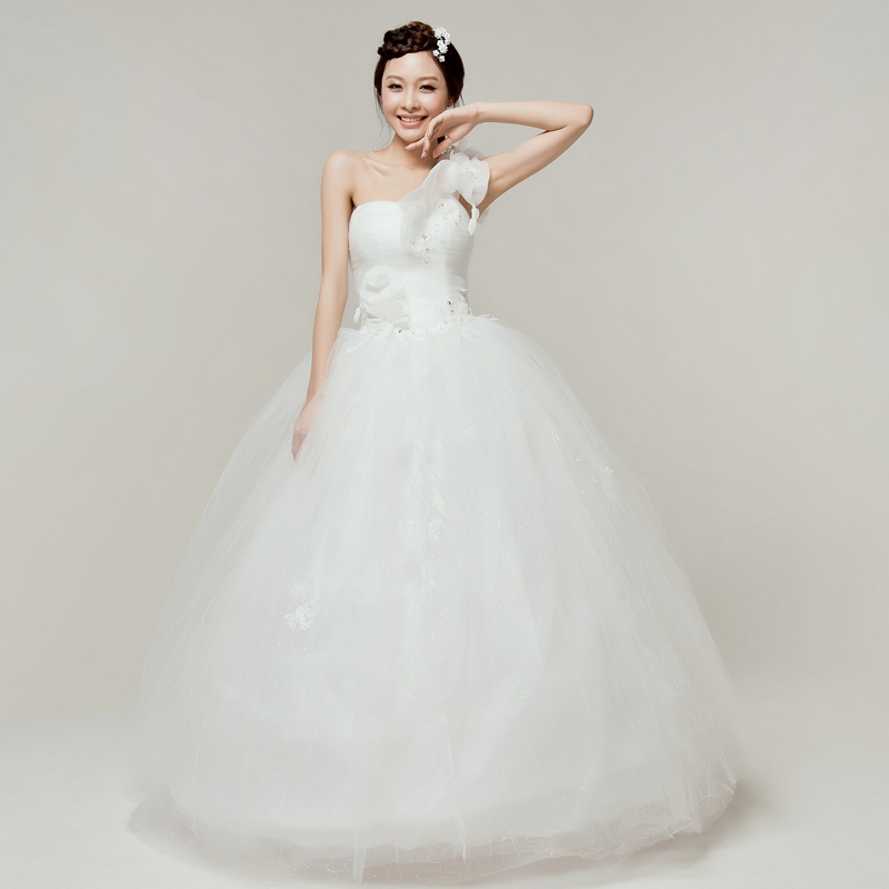 婚纱礼服 新款2012公主甜美修身抹胸婚纱 单肩斜肩结婚冬季婚纱 婚纱礼服 新款2012公主甜美修身抹胸婚纱 单肩斜肩结婚冬季婚纱