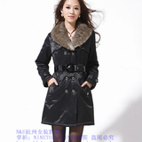 优惠2010冬装新款人气女装韩版腰带修身收腰带毛领棉服棉衣外套