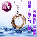 芳秀轩施华洛世奇元素水晶项链吊坠纯银日韩饰圆满礼物包邮热卖