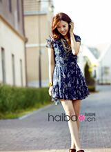 秒杀！淑女一整夏 百家好/BH 海报款小鸟碎花裙 hkop321h 正品
