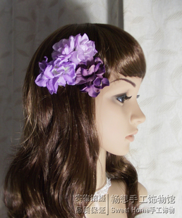  Sweet韩式手工新娘发饰 清新紫色系花朵发插 头饰配饰 结婚饰品