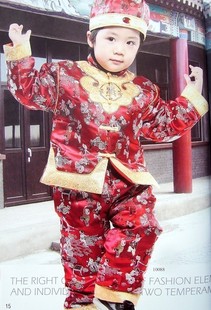  精品童装儿童唐装高档织锦缎冬款男童棉套装 百子图 新年装三件套