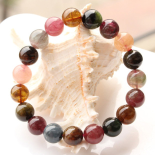  5折子如正品大颗粒巴西天然碧玺宝石手链 彩碧玺 旺夫美容