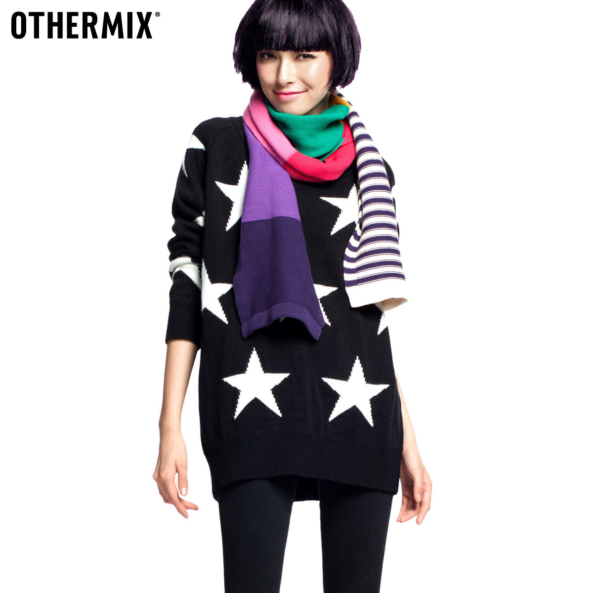 年终特惠 品质体验 othermix 星星提花套头加厚针织毛衣12M3301