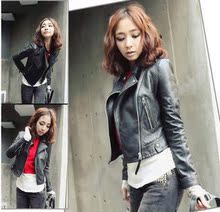 小新娘 2011秋季新品 韩版阳光修身女短款黑色女皮衣 F110